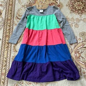 Hanna Andersson Multicolor Tiered Dress - Gray, Green, Pink, Blue, Purple